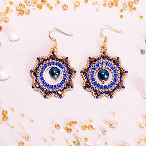 Handmade Blue Czech Bead Earrings: Art Glass Hoop Jewelry