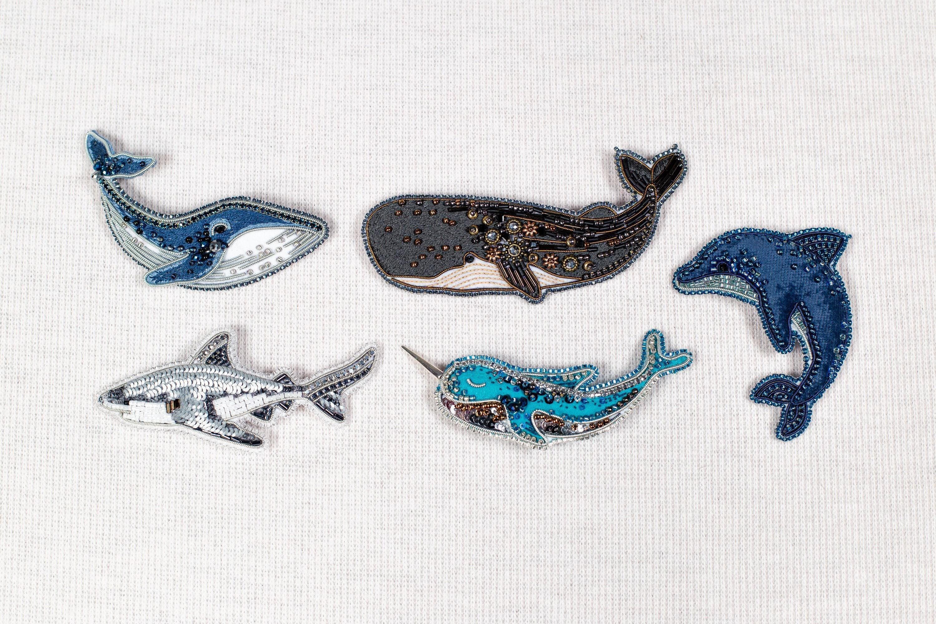 海の生き物ビーズ刺繍キット5点セット：DIYマリンブローチ - Etsy 日本