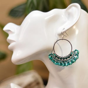 DIY Turquoise Beaded Hoop Earrings Kit: Adult Boho Craft