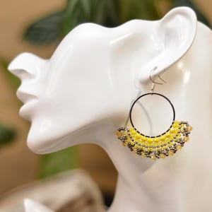 DIY Yellow Beaded Hoop Earrings Kit: Adult Craft