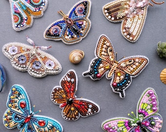 Ready to Wear Butterfly Brooch Set, 8 Unique Designs, Colorful Statement Jewelry