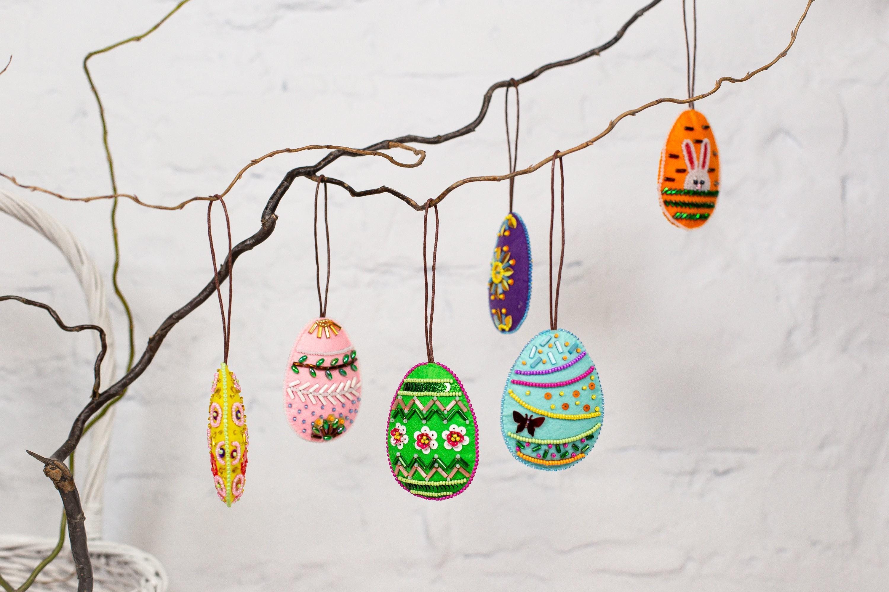 ビーズ刺繍キット6点セット：イースターエッグオーナメントのDIY