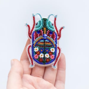 Beetle Brooch Bead Embroidery Kit: DIY Jewelry Making