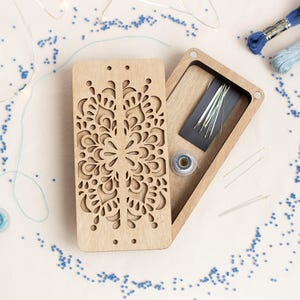 Organizador de almacenamiento de herramientas de costura personalizable, contenedor de bordado, caja de madera, caja para agujas e hilos