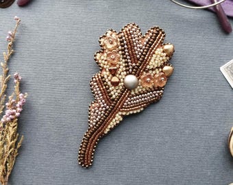 525*526*527*528*529 刺繍ブローチ ハンドメイド 5点セット ビーズ刺繍ブローチキット5点セット：葉とカタツムリのDIYジュエリー