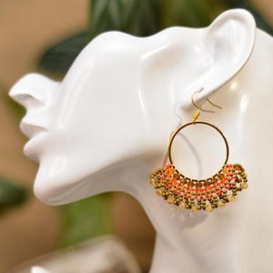 DIY Orange Beaded Hoop Earrings Kit: Adult Craft