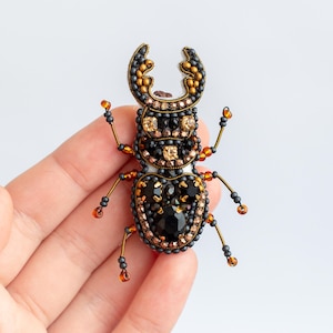Bead Embroidery Kit: Stag Beetle Brooch DIY Craft