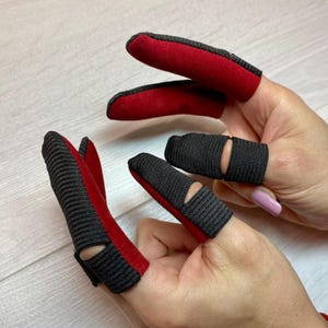 Rode vingerbeschermers voor dames, set van 6 stuks, snijbescherming voor twee handen, naai- en naaldvilten, houtbewerkingsbenodigdheden, duimbeschermer