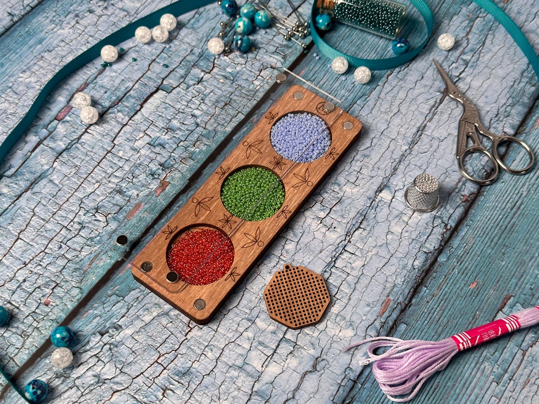 Personalizable Seed Bead Organizer With Clear Lid, Wooden Box for Beads ...