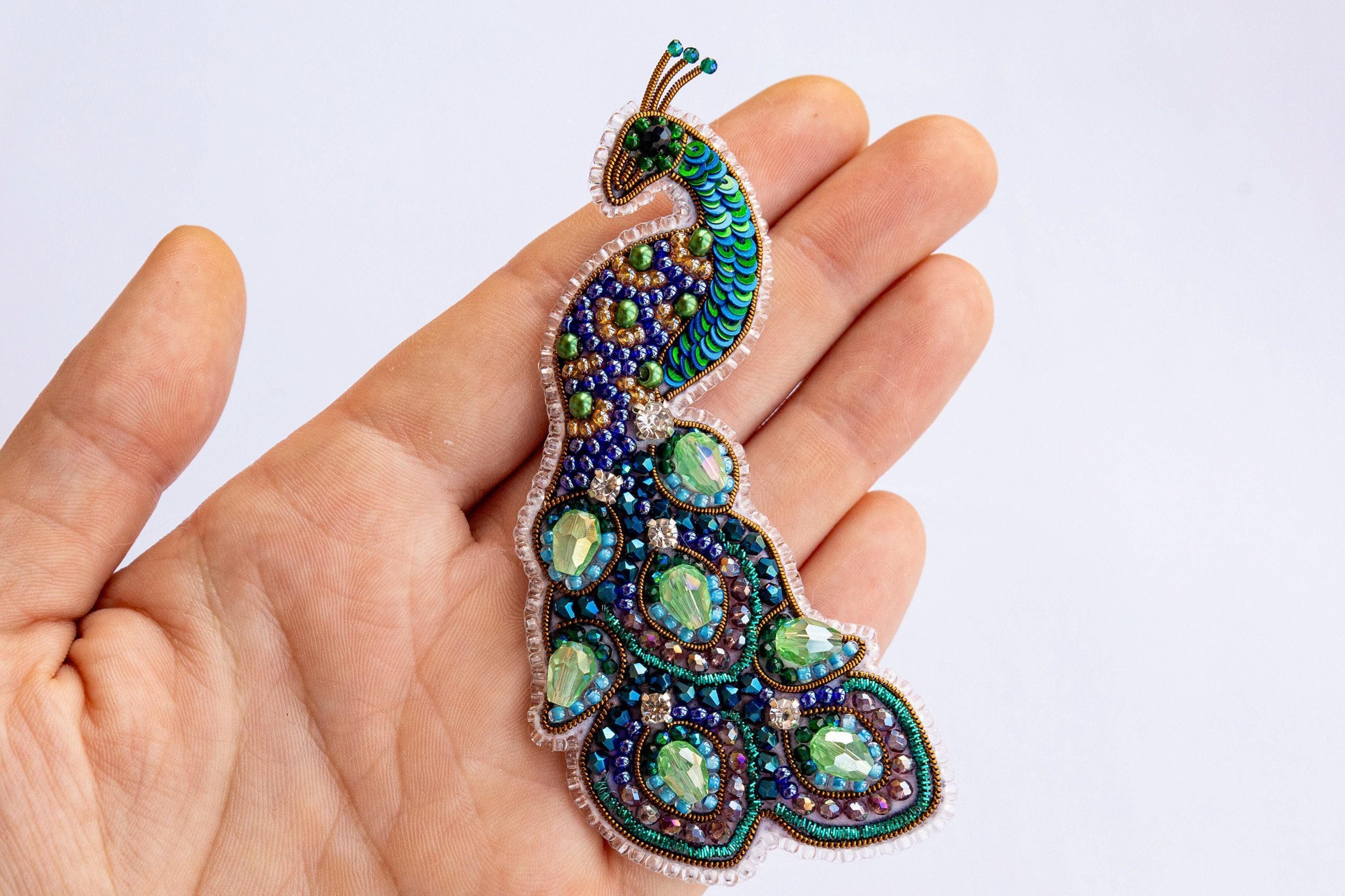 孔雀ビーズ刺繍キット：DIYブローチ/ペンダントジュエリー作り - Etsy 日本