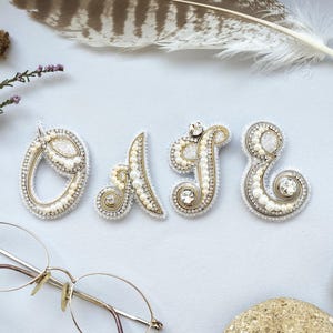 Monogram Brooch Embroidery Kit Letters A E O I, Initial DIY Jewelry Craft