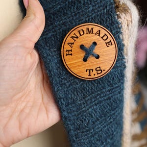 Benutzerdefinierte Holzknopf Tags: Personalisierte Nähzubehör, 2,5 cm