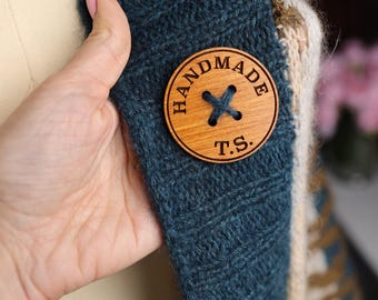 Custom Wooden Button Tags: Personalized Sewing Accessories, 1 inch