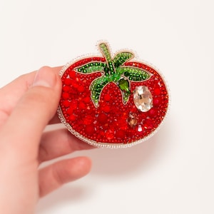 Tomato Brooch Kit: Seed Bead Embroidery DIY Craft