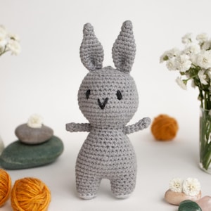 Gray Bunny Crochet Kit for Adults, Beginner Crochet Kit, Animal Amigurumi DIY Craft Kit