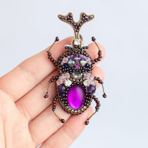 Bead Embroidery Kit: Rhinoceros Beetle Brooch DIY Craft