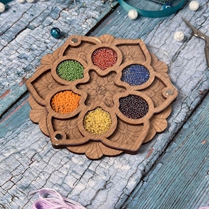 Organizer per perline personalizzabile con coperchio trasparente, Scatola in legno per perline, Contenitore per perline, Accessori per cucire, Organizer per artigianato