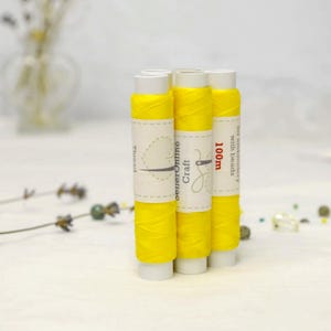 Yellow Polyester Thread: 100m Spools for Beading & Embroidery