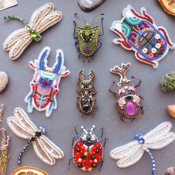 Ready to Wear Beetle Dragonfly Brooch, Statement Insect Jewelry Pin