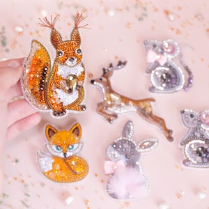 Zestaw do haftu broszki z uroczym leśnym zwierzęciem, kolekcja biżuterii DIY z motywem leśnym