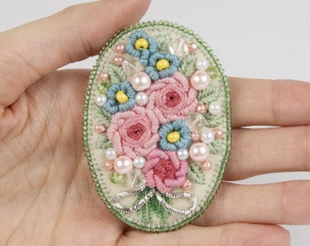 Bead Embroidery Kit Flower Bouquet. Seed Bead Brooch kit. DIY Craft kit. Beading Kit. Needlework beading. Handmade Jewelry Making Kit