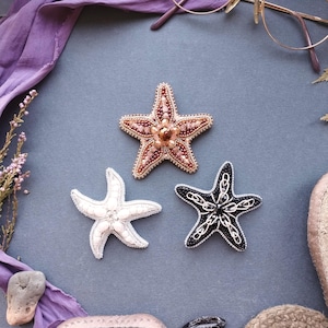 Starfish Brooch Embroidery Kit Set, Beaded Sea Star DIY Jewelry Collection