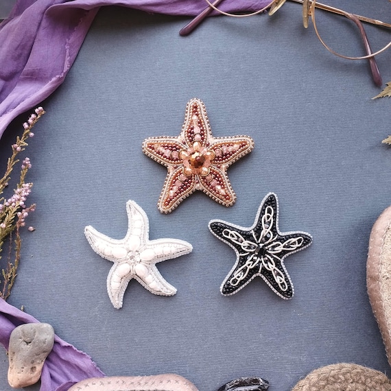 Starfish Brooch Embroidery Kit Set, Beaded Sea Star DIY Jewelry Collection