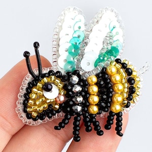 Bead Embroidery Kit: DIY Bee Brooch, Needlework Craft