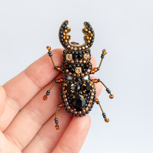 Bead Embroidery Kit: Stag Beetle Brooch DIY Craft