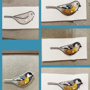 four pictures of a bird made out of paper