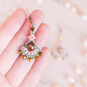 DIY Beaded Dangle Earrings Kit: Beige, Bronze, and Turquoise