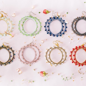 Beaded Hoop Earrings DIY Kit, Large Lightweight Jewelry Making Kit