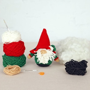 Christmas Gnome Crochet Kit: Beginner Amigurumi DIY Craft