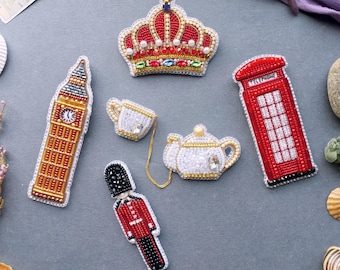 UK Themed Beaded Brooch Kit: London DIY Craft Set