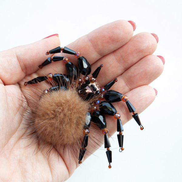 Bead Embroidery Kit Tarantula Spider. Seed Bead Brooch kit. DIY Craft kit. Insect Beading Kit. Needlework beading. Jewelry Making Kit