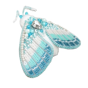 Bead Embroidery Kit: Mint Moth Brooch DIY Craft