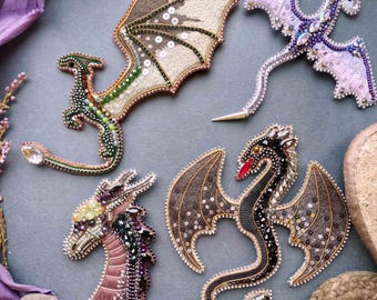 Ready to Wear Dragon Brooch, Large Fantasy Creature Statement Jewelry