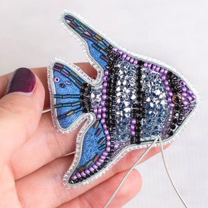 Bead Embroidery Kit Angelfish. Seed Bead Brooch kit. DIY Craft kit. Beading Kit. Needlework beading. Handmade Jewelry Making Kit