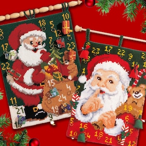 Santa Advent Calendar Cross Stitch Kit: Christmas Countdown DIY