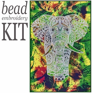 DIY Elephant Bead Embroidery Kit: Mandala Jungle Canvas Art