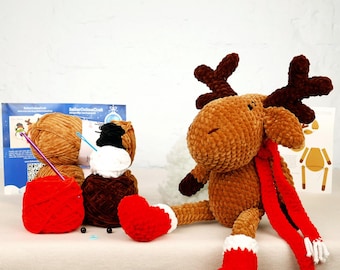 Pluche kerstrendier amigurumi haakpakket: knutselpakket voor beginners