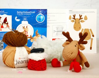 Haakpakket voor kerstrendieren (amigurumi): knutselpakket voor beginners