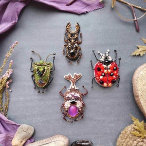 Beetle Brooch Embroidery Kit Set, Bold Insect DIY Jewelry Collection, Bestseller Design