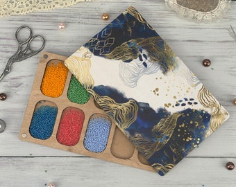 Seed Bead Organizer: Wooden Embroidery Case