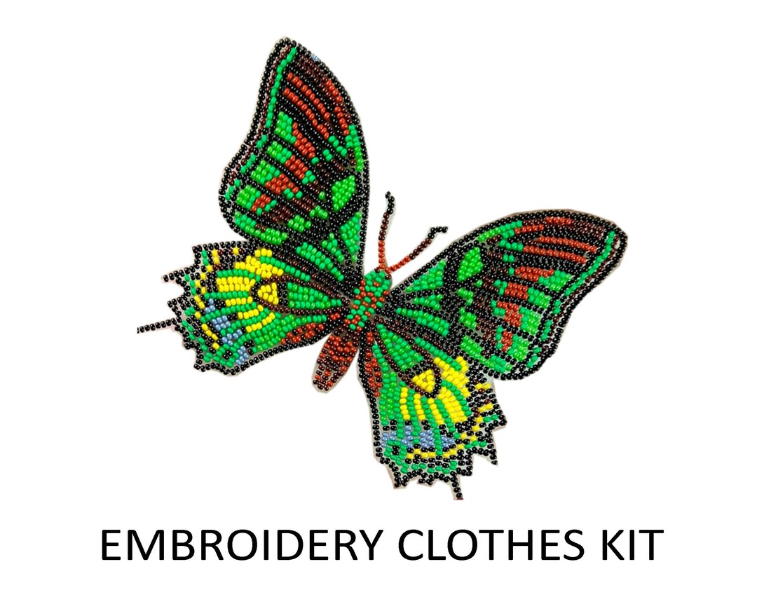 Butterfly Bead Embroidery Kit: Teinopalpus Euphaedra Applique