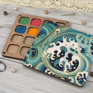 Organizer per perline personalizzabile, vassoio per la selezione delle perline, scatola di legno per perline, tavolo per perline, contenitore per perline, organizer per artigianato ONB-FLZB-242