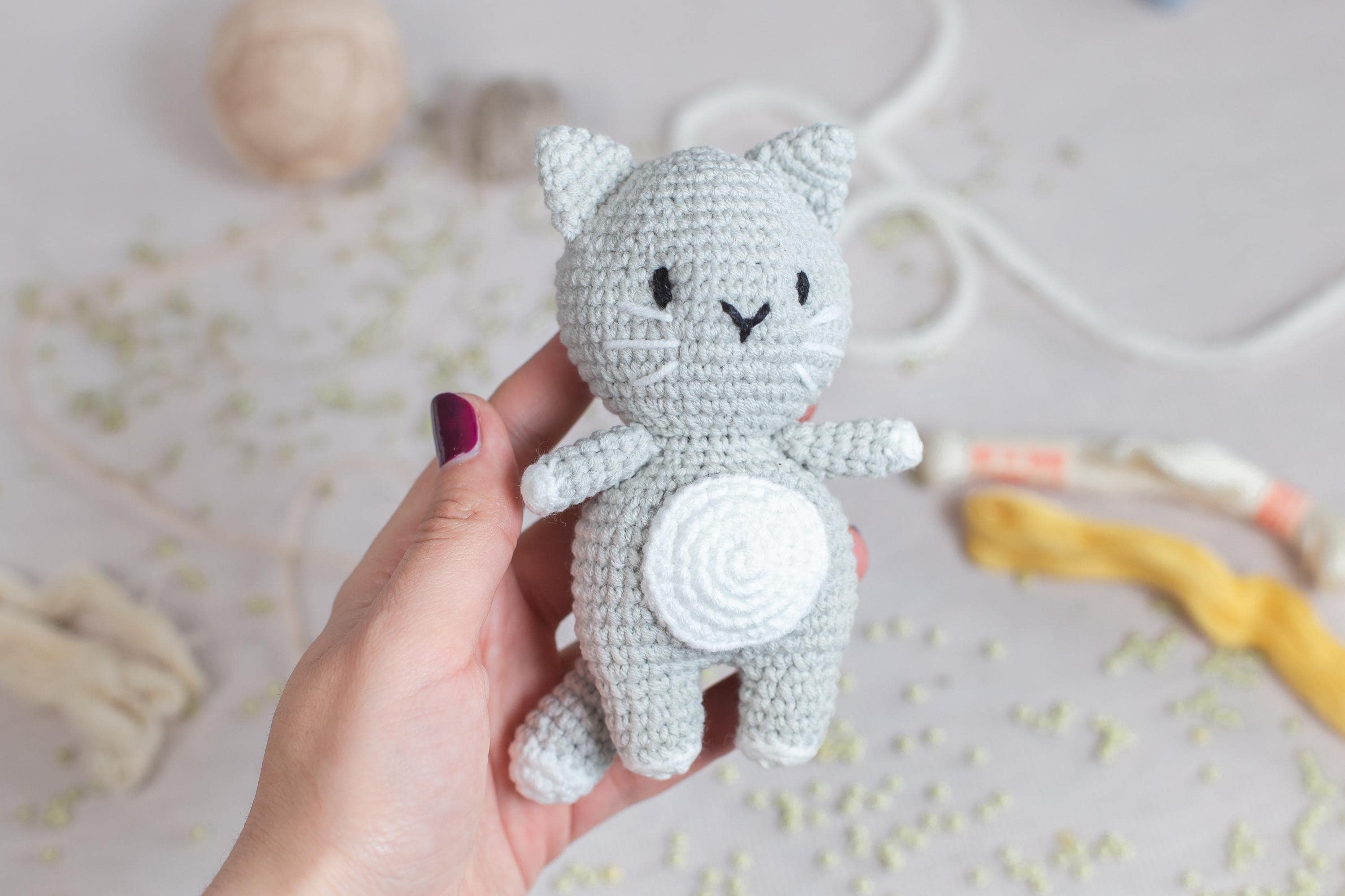 Light Gray Cat Amigurumi Crochet Kit: Beginner DIY Craft - Etsy