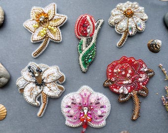 Ready to Wear Large Flower Brooch, Finished Summer Floral Jewelry, Handmade Statement Gift