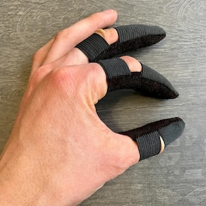 Wood carving finger guards, men&#39;s leather thimble, dark brown finger & thumb gloves, woodworking accessories, needle felting and sewing tool
