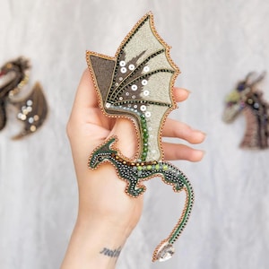 Dragon Bead Brooch Kit: DIY Embroidery Pendant Jewelry Making Supplies